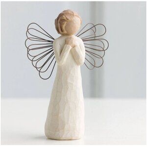 Demdaco Willow Tree Angel of Wishes Figurine with Cream and Brown Tones